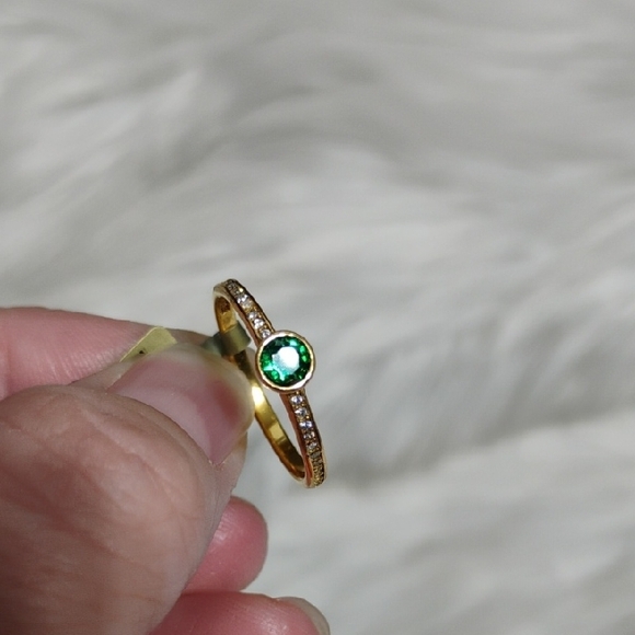 SALE! New Genuine Emerald 925 Sterling Silver Gold Plated & White Sapphires - Picture 5 of 11